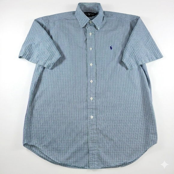 Polo Ralph Lauren Other - Polo Ralph Lauren Blake Gingham Short Sleeve Shirt Mens M Green Purple Preppy